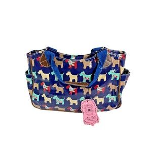 Miss Lulu Scottie Dog Navy Blue Colorful Handbag Purse  Bag New with Tag
